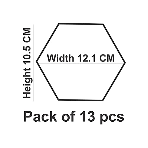 WallDaddy Mirror Finish Plastic Sticker Size (12x10) Cm Each Hexagon Pack of 13 for Bedroom, Drawing Room, Kids Room, Walls, Doors, Mirror, Furniture etc - Image 2