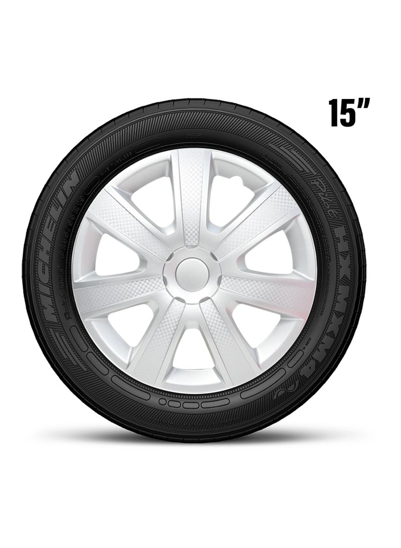 15 Inch Wheel Cap with Universal Wheel Hubcaps Set of 4 Pcs Automotive Hub Snap-On Rings Wheel Cover - WJ-5085-A-15 - Image 4