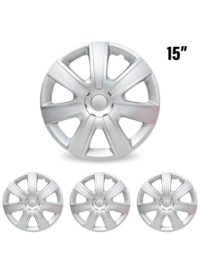 15 Inch Wheel Cap with Universal Wheel Hubcaps Set of 4 Pcs Automotive Hub Snap-On Rings Wheel Cover - WJ-5085-A-15 - Image 1
