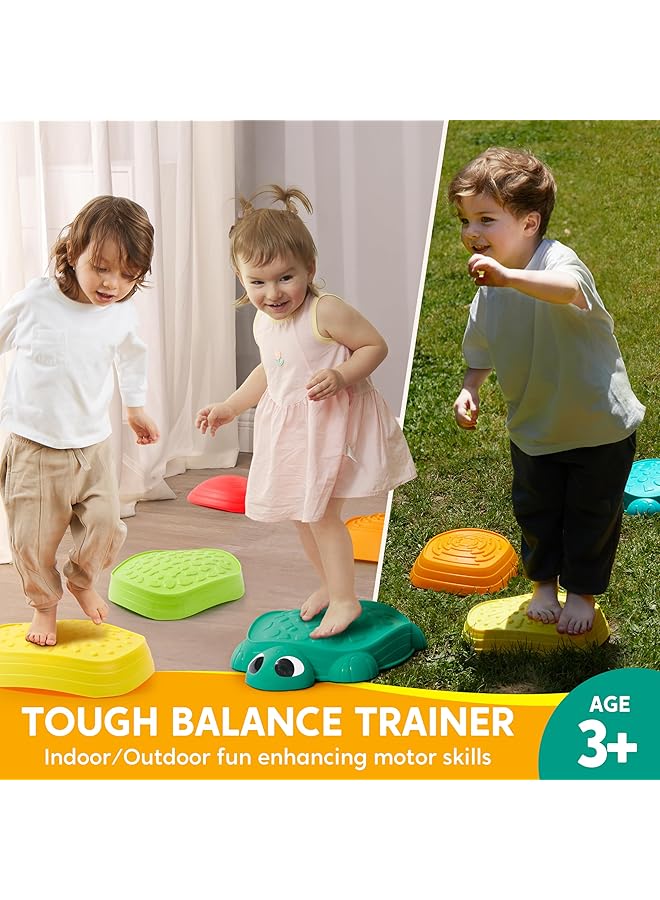 جوين قطع من أحجار التوازن على شكل سلحفاة للأطفال، مسار سلحفاة، أحجار القفز، لعبة تنسيق مسار العقبات للأطفال الصغار، ألعاب داخلية أو خارجية للأطفال من سن 3 سنوات فما فوق - Image 2