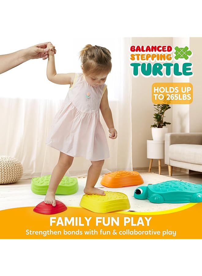 جوين قطع من أحجار التوازن على شكل سلحفاة للأطفال، مسار سلحفاة، أحجار القفز، لعبة تنسيق مسار العقبات للأطفال الصغار، ألعاب داخلية أو خارجية للأطفال من سن 3 سنوات فما فوق - Image 3
