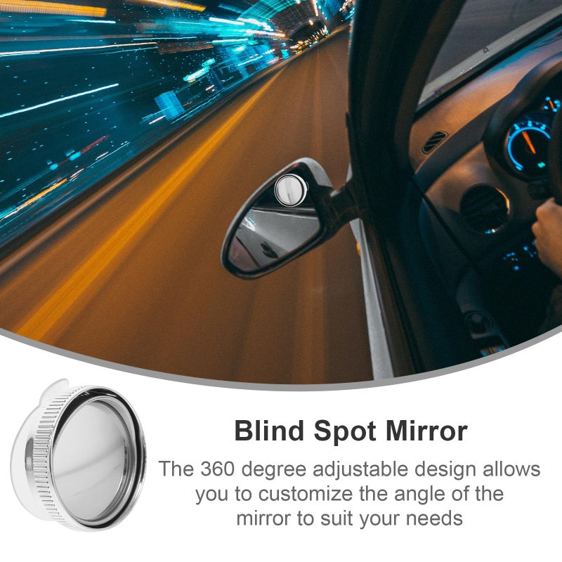 Suction Cup Car Blind Spot Mirror Adjustable Wide Angle Rearview With Rain Shield Silver - Image 4