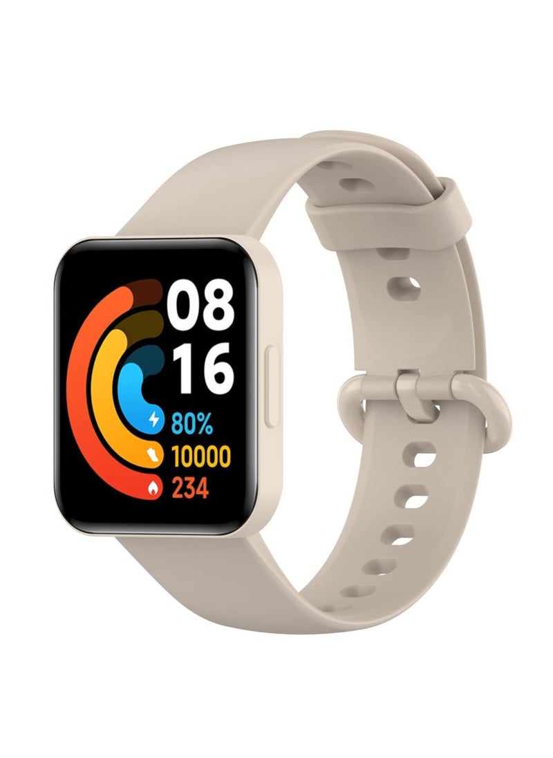 Generic Straps Compatible with Redmi Watch 2 Lite Watch Xiaomi Mi Watch 2 Lite Soft Silicone Band for Men, Women,Beige  - Image 1
