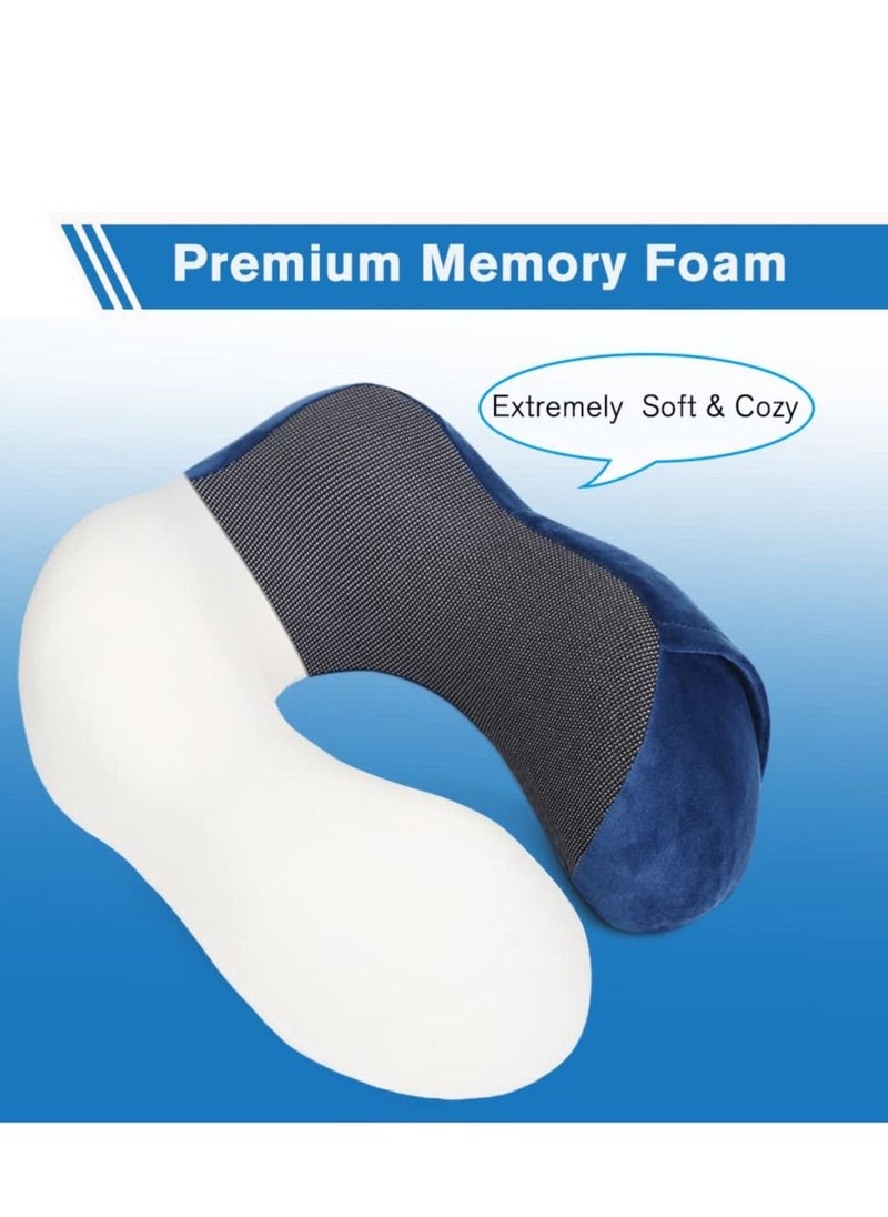 Travel Neck Pillow Pure Memory Foam Soft Travel Pillow for Flight Sleeping,Airplane Headrest Most Comfortable Support, Breathable Washable Cover, Portable Design