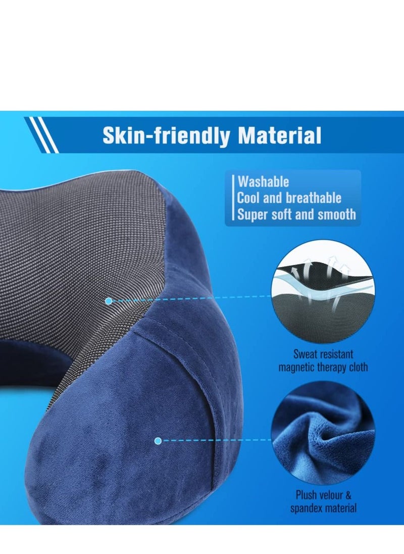Travel Neck Pillow Pure Memory Foam Soft Travel Pillow for Flight Sleeping,Airplane Headrest Most Comfortable Support, Breathable Washable Cover, Portable Design