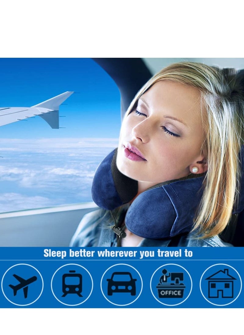 Travel Neck Pillow Pure Memory Foam Soft Travel Pillow for Flight Sleeping,Airplane Headrest Most Comfortable Support, Breathable Washable Cover, Portable Design