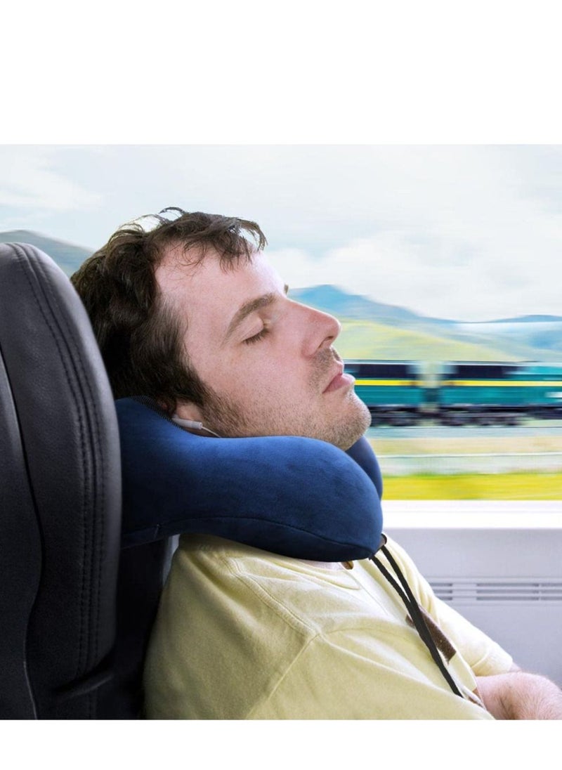 Travel Neck Pillow Pure Memory Foam Soft Travel Pillow for Flight Sleeping,Airplane Headrest Most Comfortable Support, Breathable Washable Cover, Portable Design