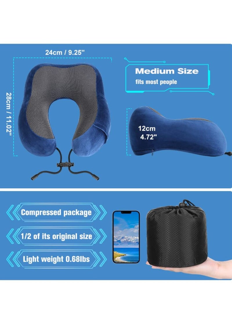 Travel Neck Pillow Pure Memory Foam Soft Travel Pillow for Flight Sleeping,Airplane Headrest Most Comfortable Support, Breathable Washable Cover, Portable Design