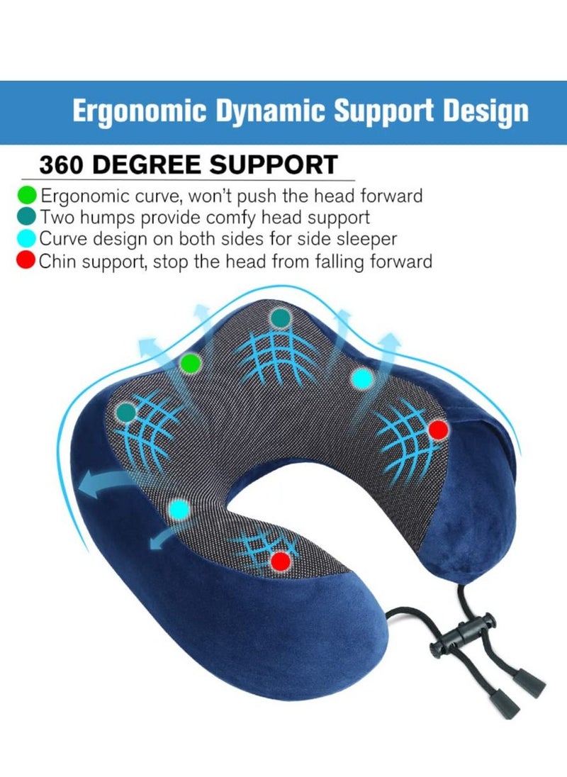 Travel Neck Pillow Pure Memory Foam Soft Travel Pillow for Flight Sleeping,Airplane Headrest Most Comfortable Support, Breathable Washable Cover, Portable Design