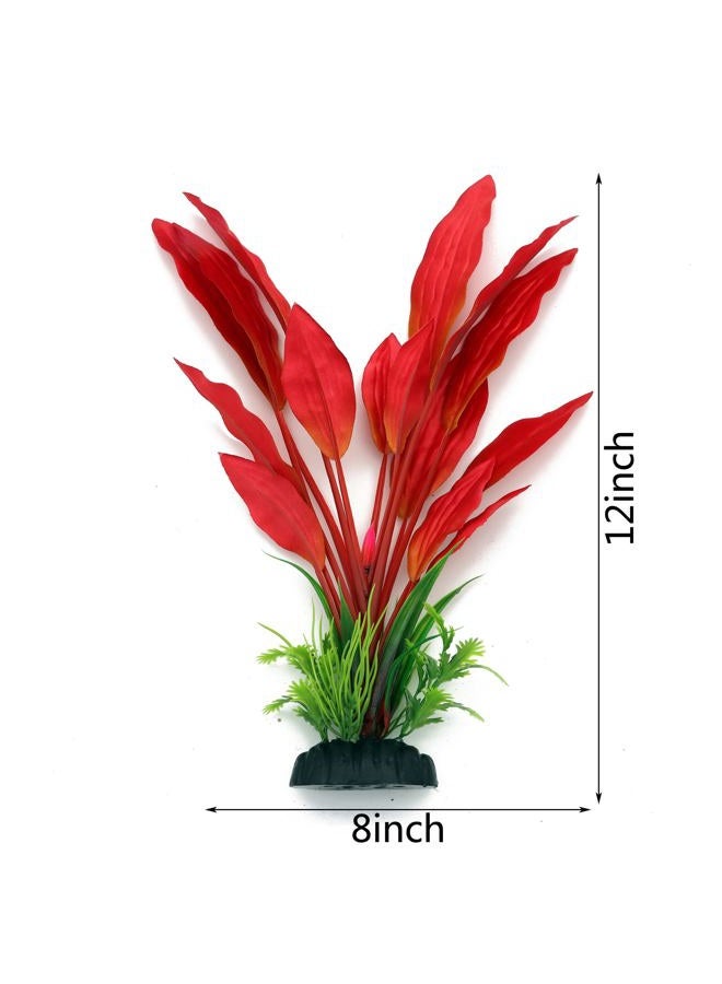 ALEGI Silk Aquarium Plants, 12 Inch Artificial Silk Plants Decorations for Fish Tank,Aquarium Décor Plastic Plants (Red, 2 Pack) - Image 2