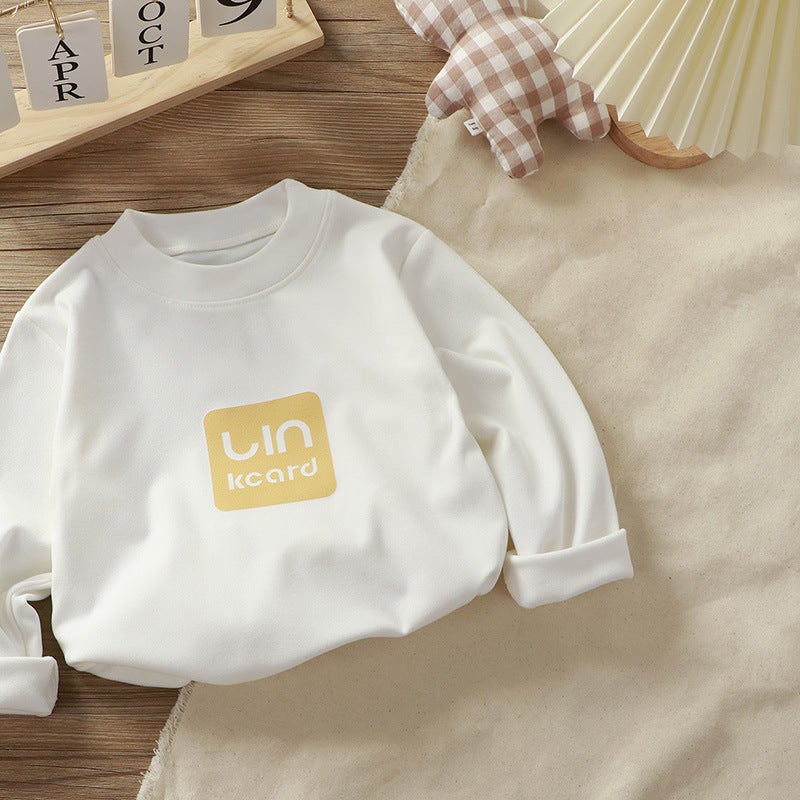 Kids Velvet Warm Long Sleeve Collared Top BR02-milky LIN 