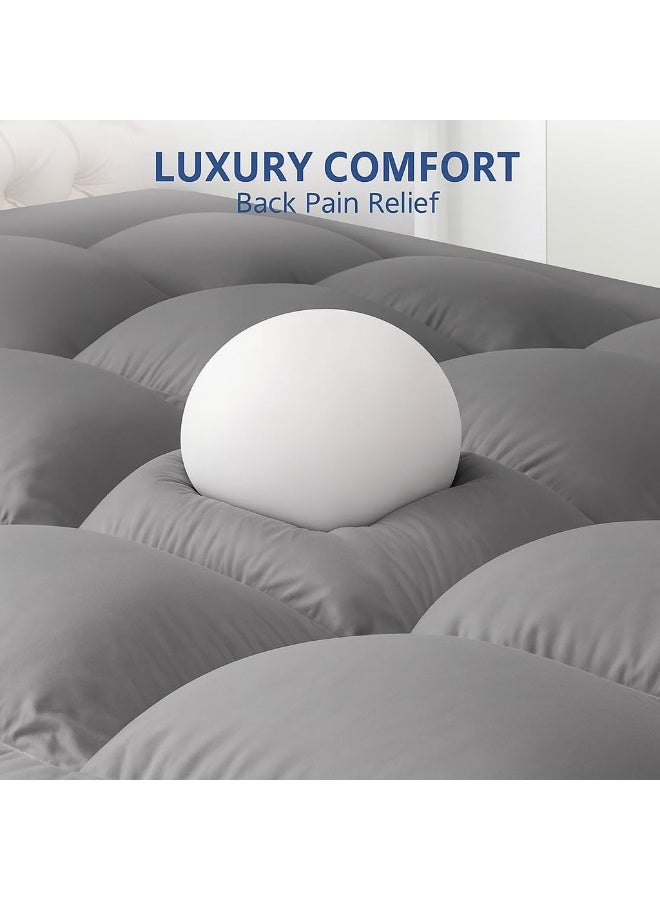 Harmony Home غطاء مرتبة هارموني هوم – 500GSM وسادة مريحة مبطنة | حشوة ألياف مضادة للحساسية | حجم مزدوج (120x200 سم) – رمادي - Image 2
