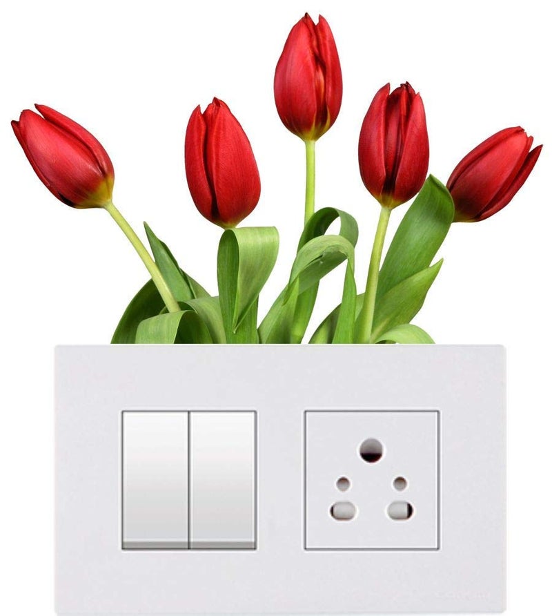 Techgifti ™ Baby Room Grass and Flowers Switch Board Sticker Wall Sticker, Wall Art, Fridge Sticker Pack of 8 - Image 1
