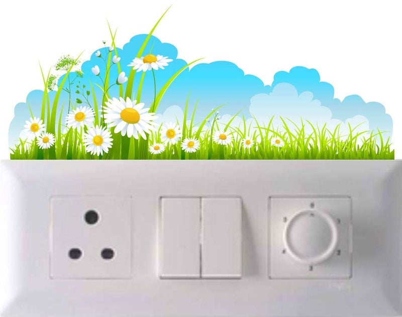 Techgifti ™ Baby Room Grass and Flowers Switch Board Sticker Wall Sticker, Wall Art, Fridge Sticker Pack of 8 - Image 5