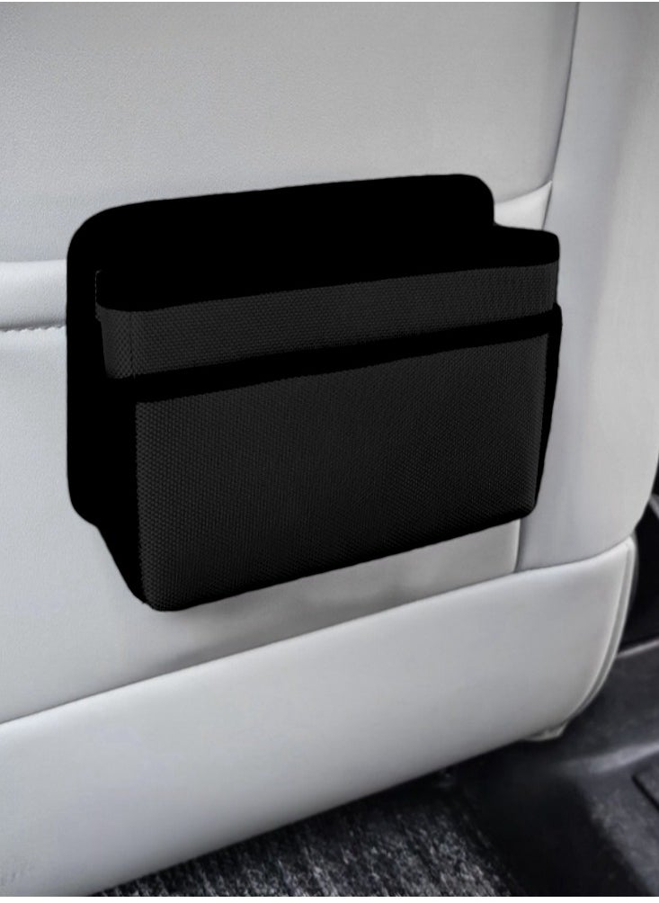 2 in 1 Car Trash Can, Premium PU Leak-Proof Waterproof Car Trash Bin Collapsible Portable Auto Garbage Bag Large Capacity Trashcan Storage Bag(Black)