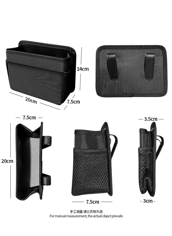2 in 1 Car Trash Can, Premium PU Leak-Proof Waterproof Car Trash Bin Collapsible Portable Auto Garbage Bag Large Capacity Trashcan Storage Bag(Black)