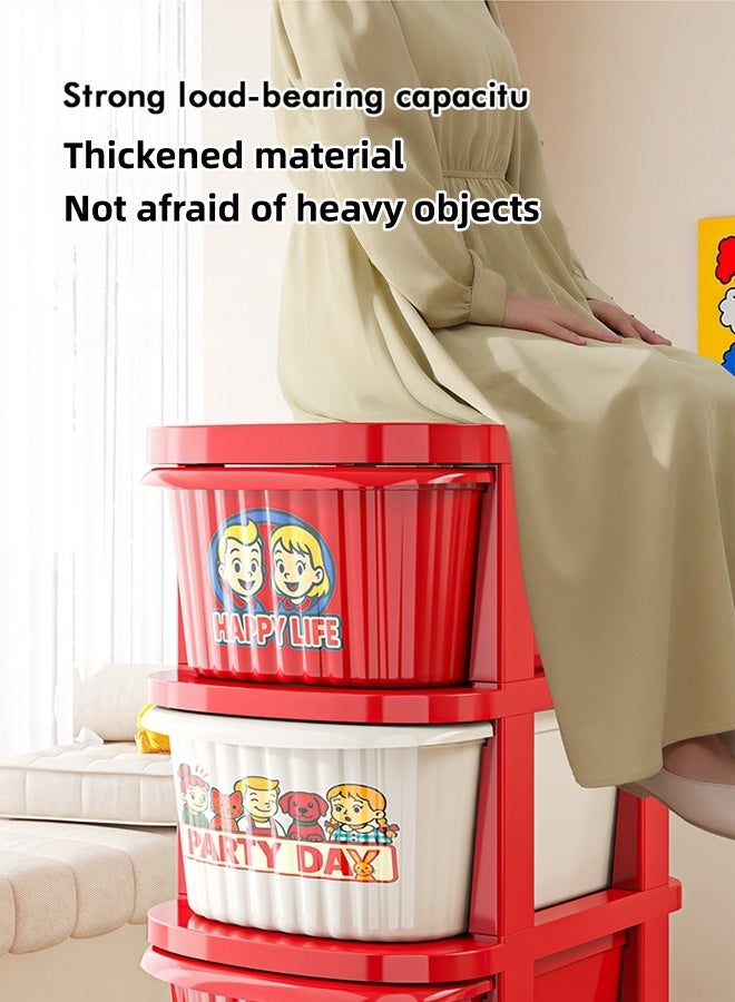 إتش كيو جيمنغ عربة تخزين من 4 طبقات مع أدراج قابلة للإزالة، منظم متنقل متعدد الأغراض مع عجلات، عربة تنظيم متدحرجة للمنزل والمكتب والحمام وغرفة النوم - Image 5