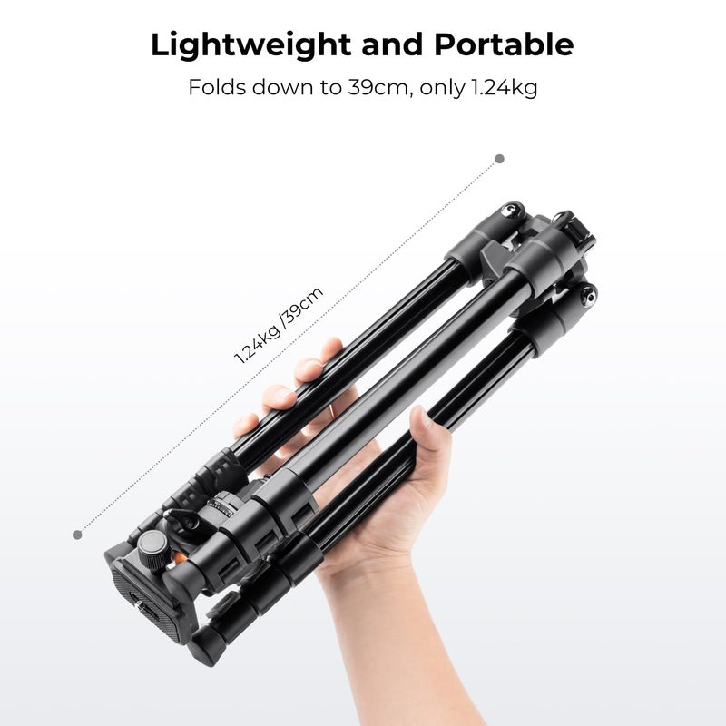 K&F Concept 64 inch/163cm Camera Tripod,Lightweight Travel Outdoor DSLR Tripods with 360 Degree Ball Head Load Capacity 8kg/17.6lbs,Cellphone Clip for Smartphone Live Streaming Vlog K234A0+BH-28L - Image 2