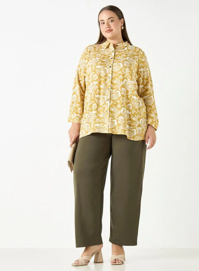 Ulla Popken Plus Size Ulla Popken Pants with Elasticated Waistband