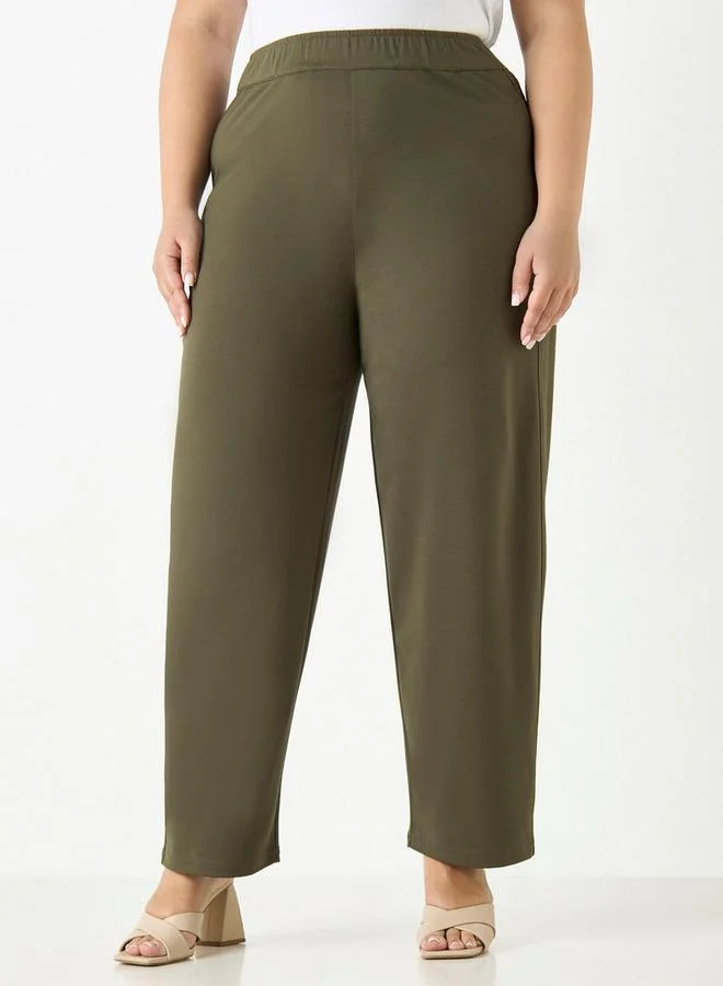 Ulla Popken Plus Size Ulla Popken Pants with Elasticated Waistband