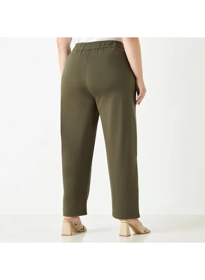 Ulla Popken Plus Size Ulla Popken Pants with Elasticated Waistband