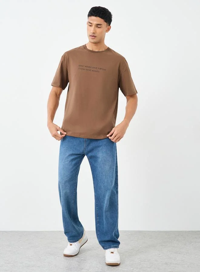 Styli Styli Men Oversized Minimal Printed T-Shirt
