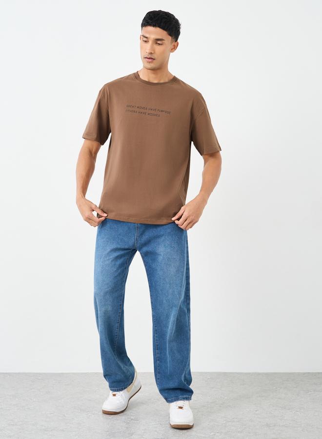 Styli Men Oversized Minimal Printed T-Shirt - Image 2