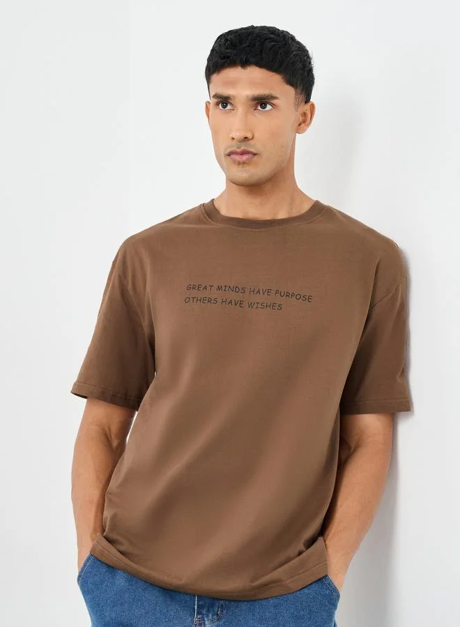 Styli Styli Men Oversized Minimal Printed T-Shirt