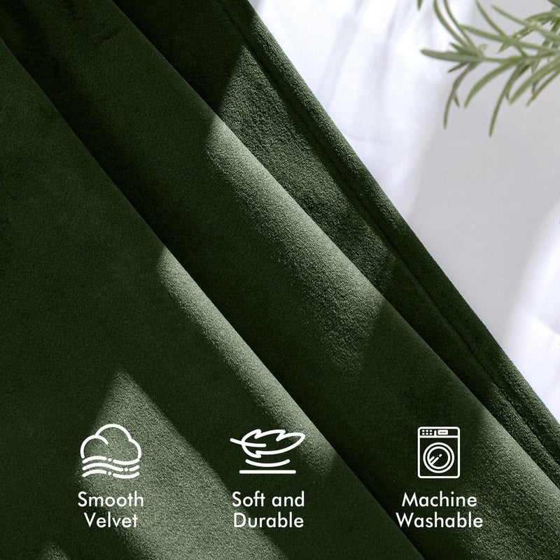 ANRODUO Olive Green Velvet Curtains 96 Inches Long Blackout Thermal Insulated Soundproof Curtain Privacy Room Darkening Curtains Pinch Pleat Window Drapes for Bedroom Living Room 42 x 96 Inch Set of 2 - Image 5