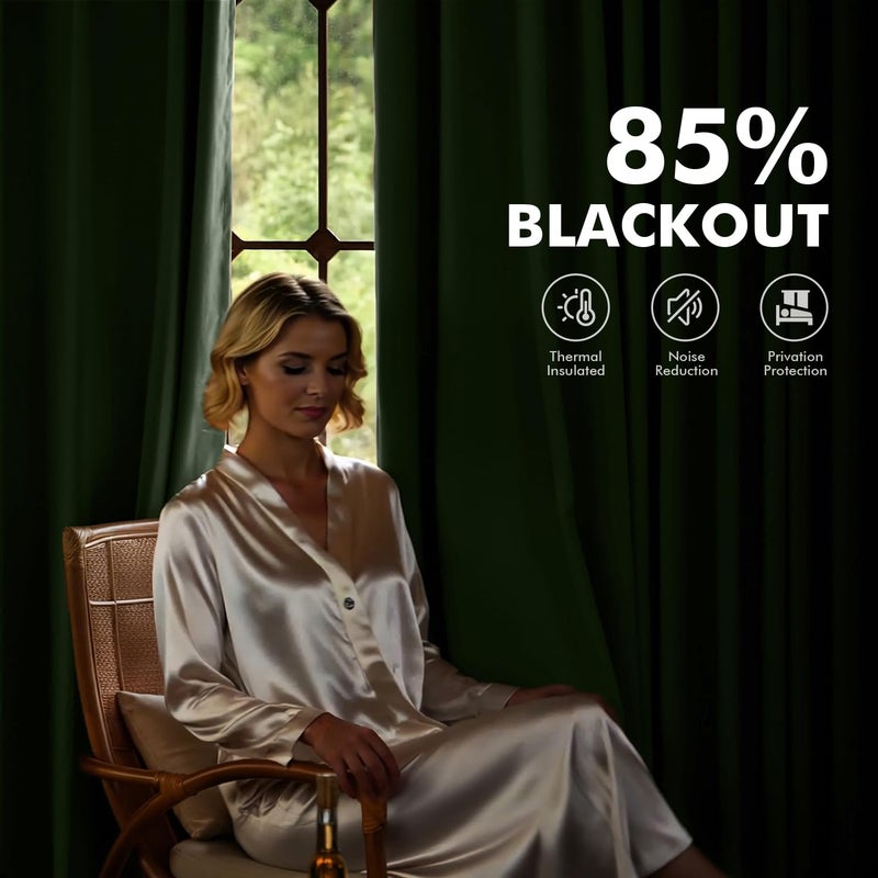 ANRODUO Olive Green Velvet Curtains 96 Inches Long Blackout Thermal Insulated Soundproof Curtain Privacy Room Darkening Curtains Pinch Pleat Window Drapes for Bedroom Living Room 42 x 96 Inch Set of 2 - Image 3