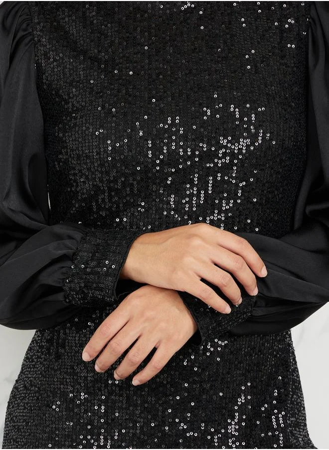 تايك تو Sequin Bishop Sleeve Dress
