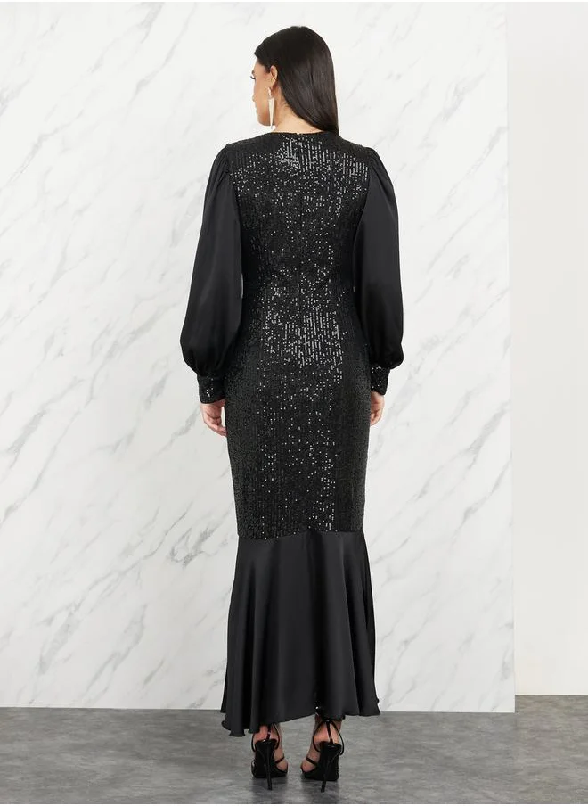 تايك تو Sequin Bishop Sleeve Dress