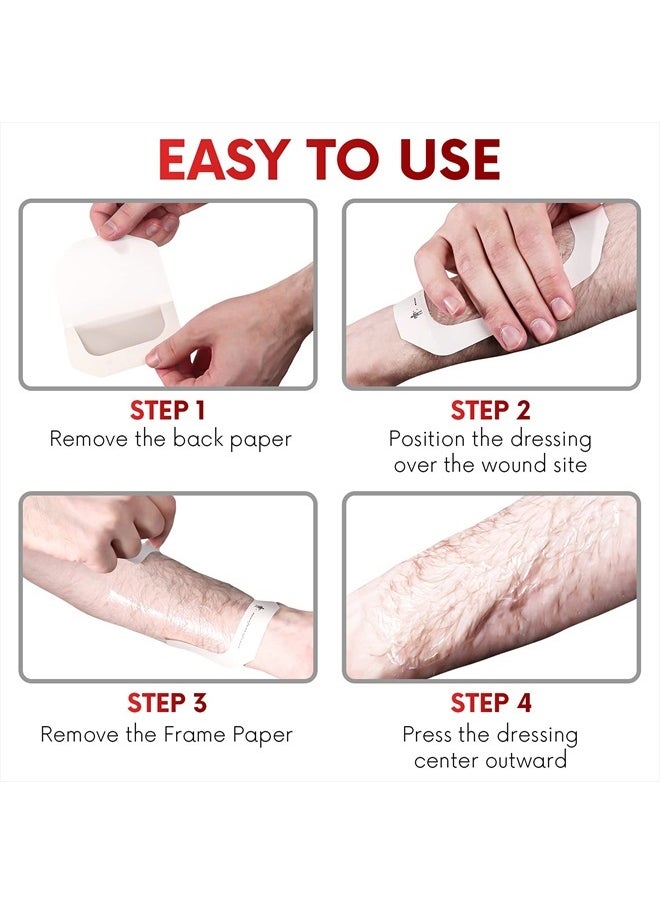 HEALQU - Transparent Film Dressing, 4" x 4 3/4" Box of 50 - Waterproof Wound Bandage Adhesive Patches, Post Surgical Shower or IV Shield, Tattoo Aftercare Bandage by Healqu - Image 1