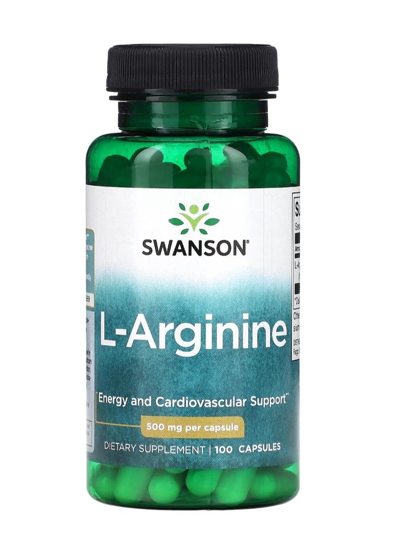 SWANSON L-Arginine 500 mg 100 Capsules  - Image 1