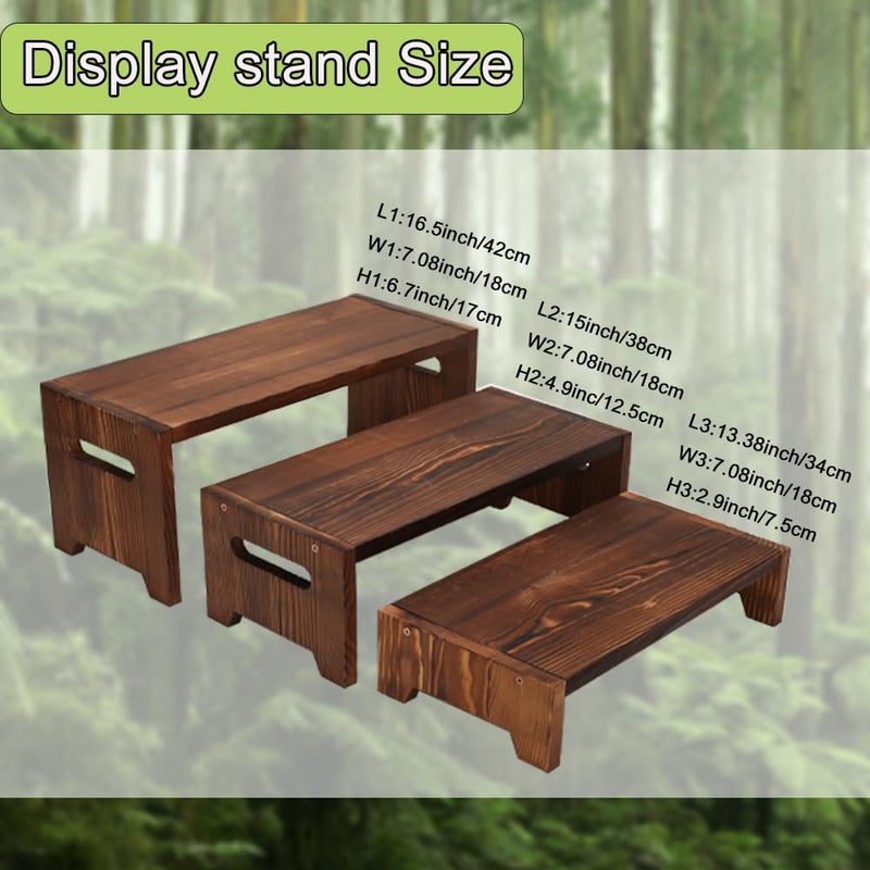 MRPAPA 3 Tier Cupcake Stand & Wood Display Risers,for Food Desserts Stand Perfume Organizer Funko POP Collections, Display Stand for Organizer and Decoration (Dark Brown-Display Riser) - Image 3