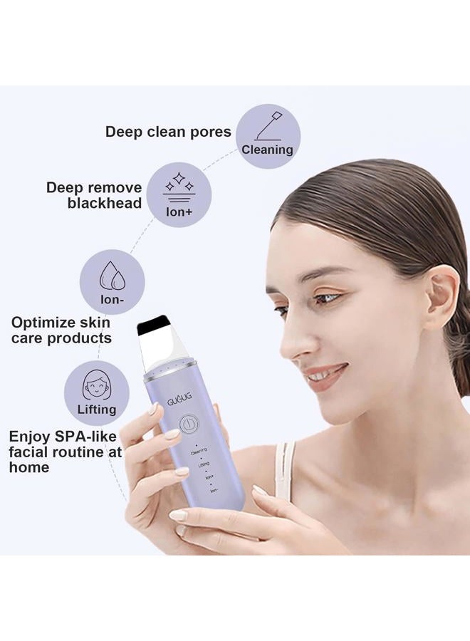 GUGUG Skin Scrubber Face Spatula Skin Spatula Pore Cleaner Blackhead Remover Tools for Facial Deep Cleansing-4 Modes, Purple - Image 2