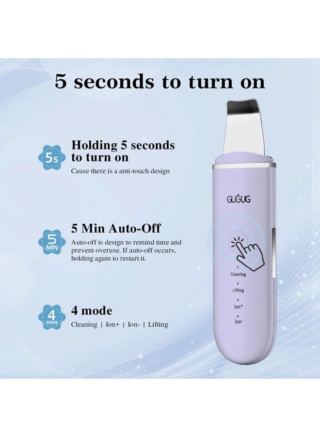 GUGUG Skin Scrubber Face Spatula Skin Spatula Pore Cleaner Blackhead Remover Tools for Facial Deep Cleansing-4 Modes, Purple - Image 5