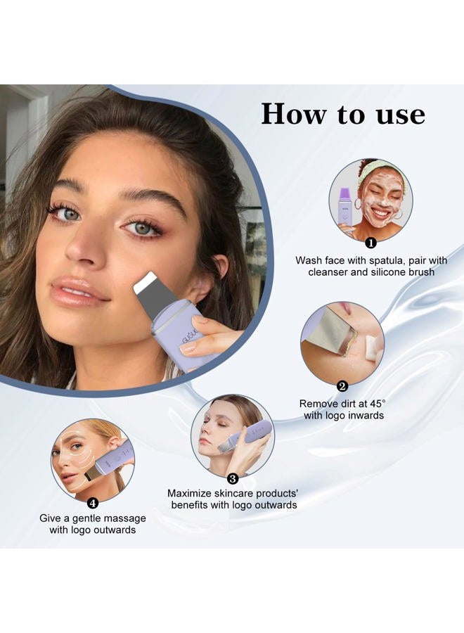 GUGUG Skin Scrubber Face Spatula Skin Spatula Pore Cleaner Blackhead Remover Tools for Facial Deep Cleansing-4 Modes, Purple - Image 3