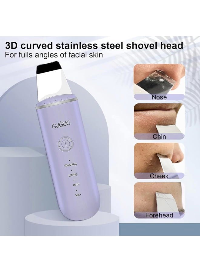 GUGUG Skin Scrubber Face Spatula Skin Spatula Pore Cleaner Blackhead Remover Tools for Facial Deep Cleansing-4 Modes, Purple - Image 4