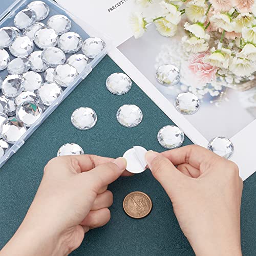 FINGERINSPIRE 60Pcs 25mm Self-Adhesive Acrylic Rhinestones with Container Clear Flat Back Round Crystal Circle Gems Sparkling Plastic Stickers for Costume Making Cosplay Jewels Crafts - Image 3