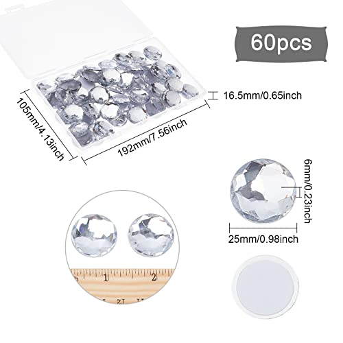 FINGERINSPIRE 60Pcs 25mm Self-Adhesive Acrylic Rhinestones with Container Clear Flat Back Round Crystal Circle Gems Sparkling Plastic Stickers for Costume Making Cosplay Jewels Crafts - Image 2