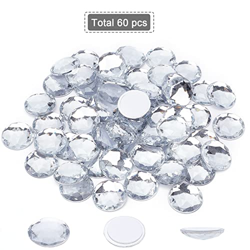 FINGERINSPIRE 60Pcs 25mm Self-Adhesive Acrylic Rhinestones with Container Clear Flat Back Round Crystal Circle Gems Sparkling Plastic Stickers for Costume Making Cosplay Jewels Crafts - Image 4