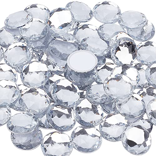 FINGERINSPIRE 60Pcs 25mm Self-Adhesive Acrylic Rhinestones with Container Clear Flat Back Round Crystal Circle Gems Sparkling Plastic Stickers for Costume Making Cosplay Jewels Crafts - Image 1