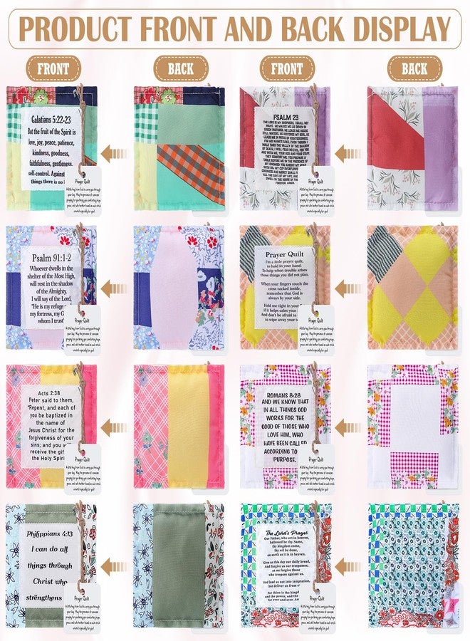 FuWeave لحاف صلاة من FuWeave مكون من 8 قطع مع صليب وجيب داخلي، مربعات صلاة صغيرة من الكتاب المقدس، هدايا مسيحية لعيد الميلاد للنساء والأصدقاء والعائلة ورجال الدين والقساوسة، هدية تشجيعية (تصميم أنيق). - Image 3