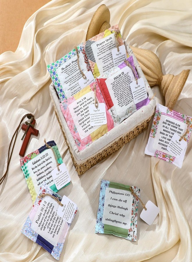FuWeave لحاف صلاة من FuWeave مكون من 8 قطع مع صليب وجيب داخلي، مربعات صلاة صغيرة من الكتاب المقدس، هدايا مسيحية لعيد الميلاد للنساء والأصدقاء والعائلة ورجال الدين والقساوسة، هدية تشجيعية (تصميم أنيق). - Image 4