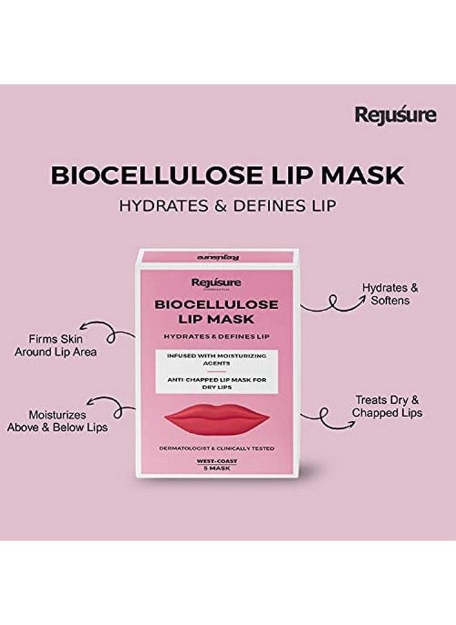 Rejusure Biocellulose Lip Mask Hydrates Lip Antichapped Lip Mask For Dry Lip ;Men & Women; (5 Lip Masks)  - Image 3