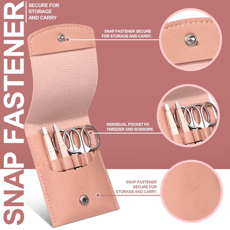 FANDAMEI Eyebrow Kit with Leather Case - Eyebrow Scissors, Tweezers, Razor, Brush for Women & Men - Facial Hair & Ingrown Hair Removal - Image 2