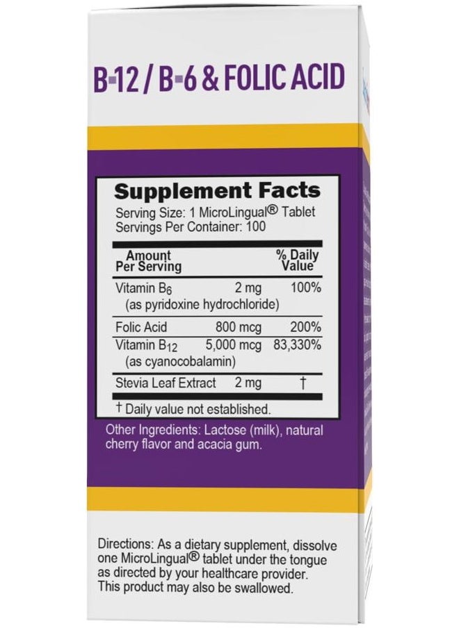 Superior Source No Shot Vitamin B-12 Cyanocobalamin 5000 mcg, B-6, Folic Acid 800 mcg - Support Brain & Heart Health - Aids Natural Energy Levels - 100 Sublingual Dissolving Tablets  - Image 4