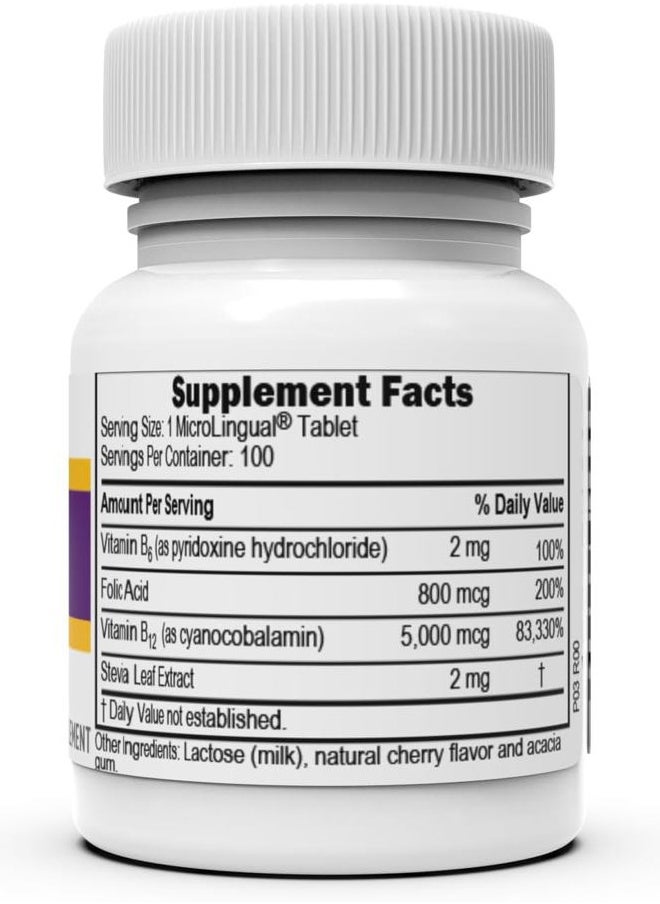 Superior Source No Shot Vitamin B-12 Cyanocobalamin 5000 mcg, B-6, Folic Acid 800 mcg - Support Brain & Heart Health - Aids Natural Energy Levels - 100 Sublingual Dissolving Tablets  - Image 2