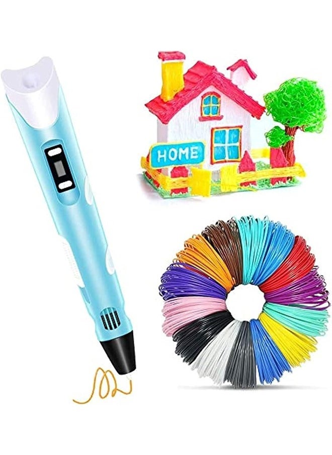 Generic - 3D Printing Pen with Display Includes 3 Initial Color Filaments and Project Guide Book Charger Base - Image 1